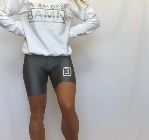 BAMN Grey Biker Shorts